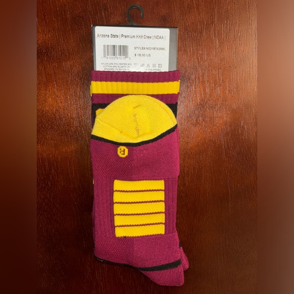 ARIZONA STATE UNIVERSITY STRIDELINE CREW SOCKS NWT MEN’S SHOE SIZE 8-12 - Picture 2 of 2